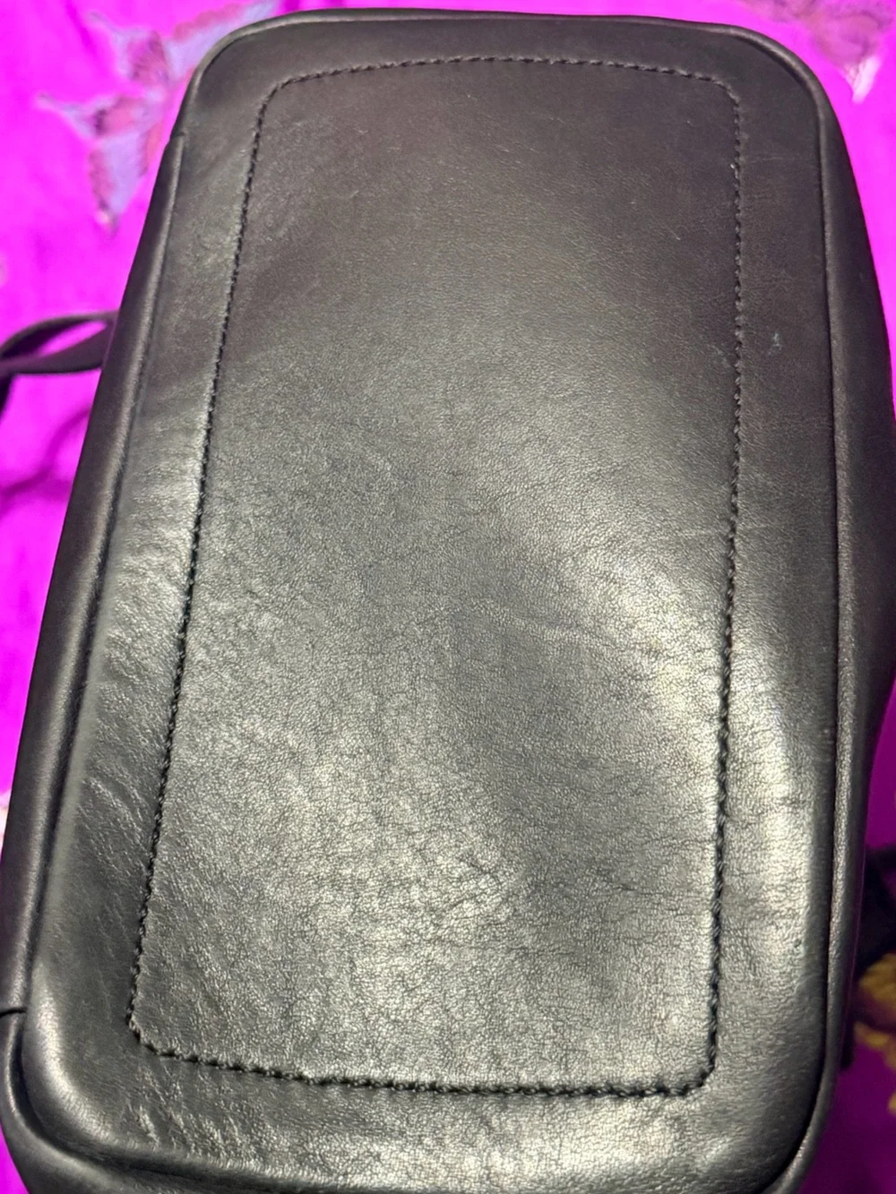 Vtg. Coach Hampton Legacy Black Leather Drawstring Flap Backpack